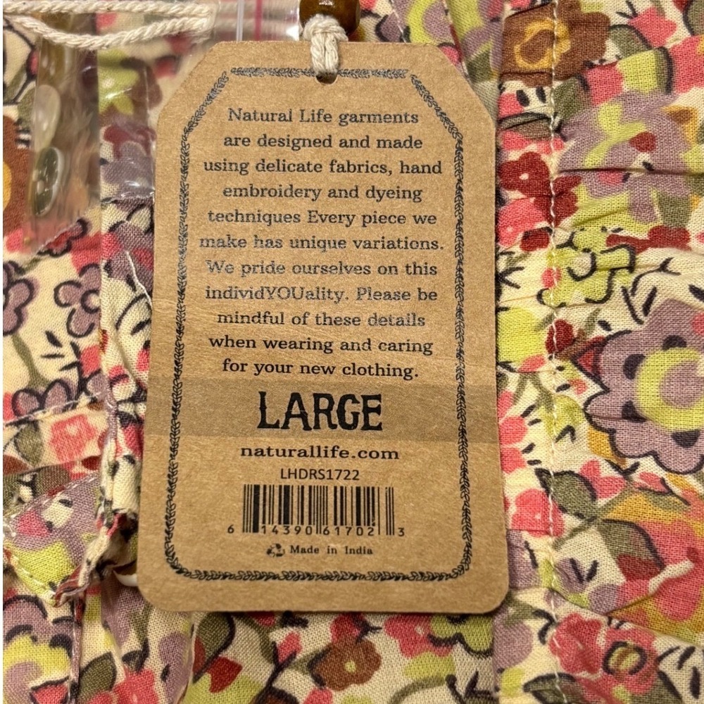 Natural Life Womens Dress Size Large April Floral Maxi Tiered Cotton Boho NWT - Picture 3 of 8
